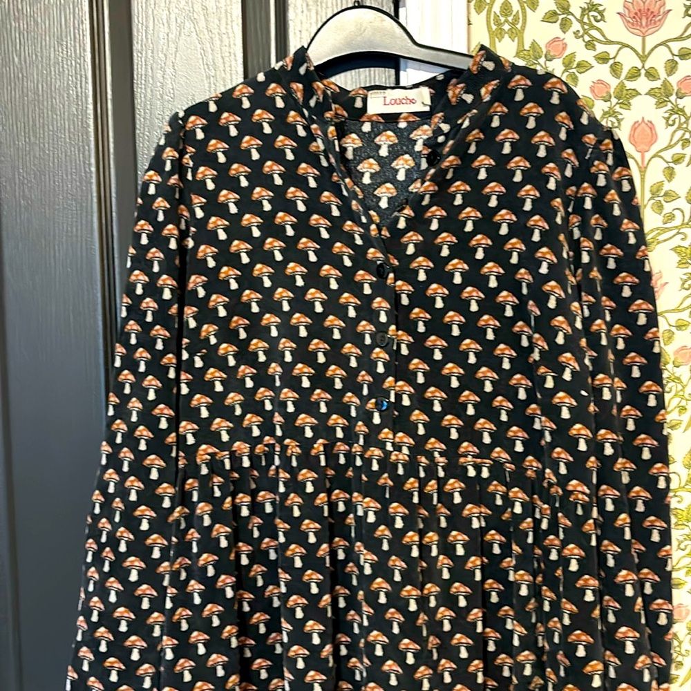 Cute small cord dress with mushrooms